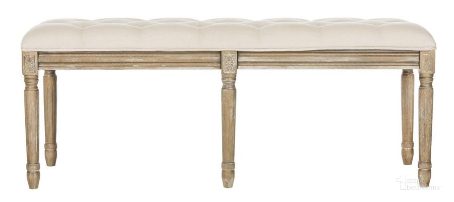The appearance of Rocha Beige and Rustic Oak 19 Inch French Brasserie Tufted Traditional Bench designed by Safavieh in the traditional interior design. This rustic oak piece of furniture  was selected by 1StopBedrooms from Rocha Collection to add a touch of cosiness and style into your home. Sku: FOX6231A. Material: Wood. Product Type: Bench. Image1