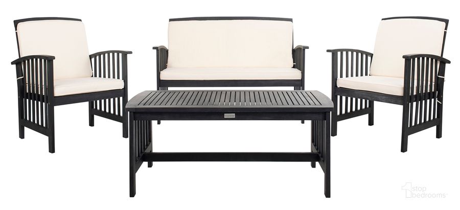 The appearance of Rocklin Black and White 4 Piece Outdoor Set designed by Safavieh in the modern / contemporary interior design. This black and beige piece of furniture  was selected by 1StopBedrooms from Rocklin Collection to add a touch of cosiness and style into your home. Sku: PAT7007E. Material: Steel. Product Type: Outdoor Conversation Set. Image1