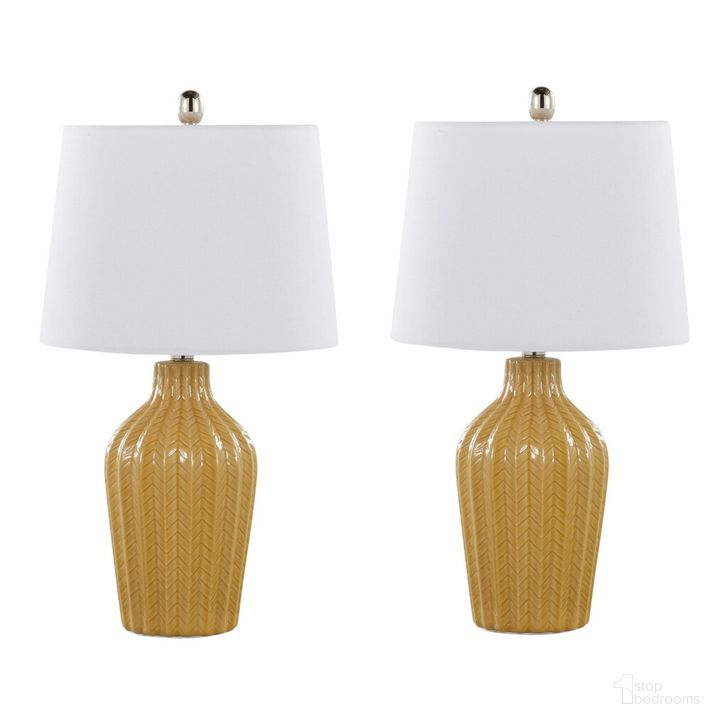 The appearance of Rockwell 23.25 Inch Ceramic Table Lamp Set of 2 In Yellow designed by Lumisource in the modern / contemporary interior design. This yellow piece of furniture  was selected by 1StopBedrooms from Rockwell Collection to add a touch of cosiness and style into your home. Sku: GTE24-RCKWL YPNIW2. Material: Metal. Product Type: Table Lamp. Image1