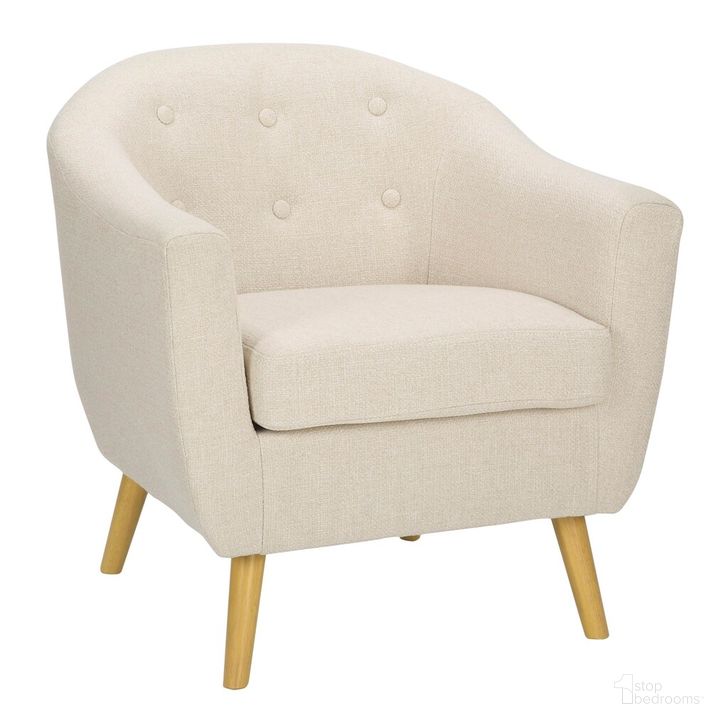 The appearance of Rockwell Chair In Cream designed by Lumisource in the transitional interior design. This cream piece of furniture  was selected by 1StopBedrooms from Rockwell Collection to add a touch of cosiness and style into your home. Sku: CHR-RKWL NACR. Material: Wood. Product Type: Accent Chair. Image1