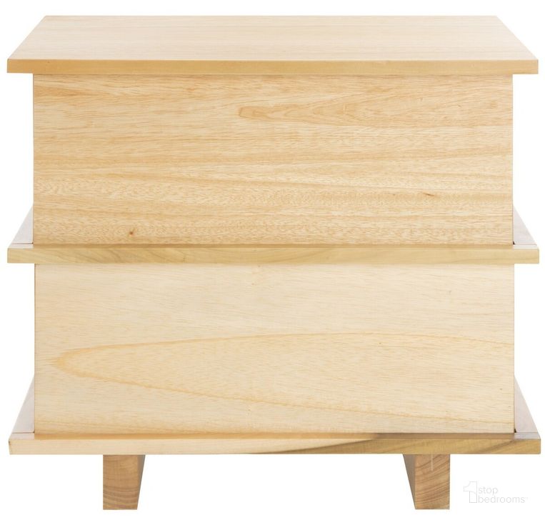 The appearance of Rodney 2 Drawer Nightstand in Natural designed by Safavieh in the industrial interior design. This natural piece of furniture  was selected by 1StopBedrooms from Rodney Collection to add a touch of cosiness and style into your home. Sku: NST9204B. Material: Wood. Product Type: Nightstand. Image1