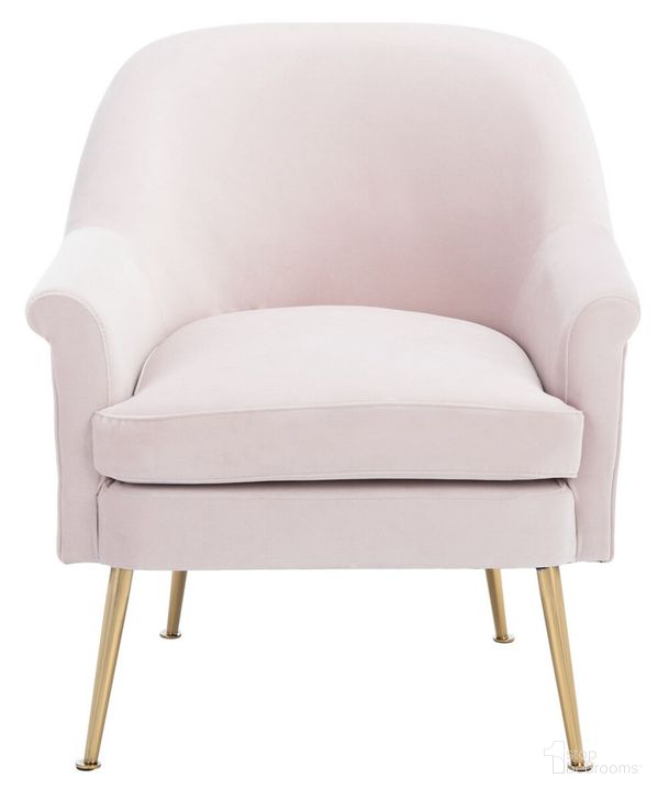 The appearance of Rodrik Accent Chair in Light Pink designed by Safavieh in the modern / contemporary interior design. This light pink piece of furniture  was selected by 1StopBedrooms from Rodrik Collection to add a touch of cosiness and style into your home. Sku: ACH4005B. Material: Wood. Product Type: Accent Chair. Image1