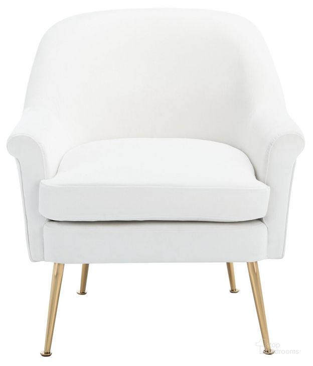 The appearance of Rodrik Accent Chair in White designed by Safavieh in the modern / contemporary interior design. This white piece of furniture  was selected by 1StopBedrooms from Rodrik Collection to add a touch of cosiness and style into your home. Sku: ACH4005A. Material: Wood. Product Type: Accent Chair. Image1
