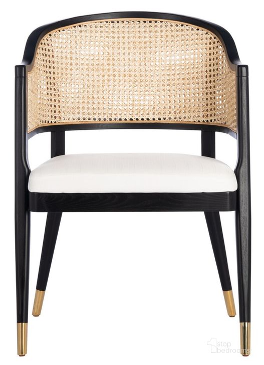 The appearance of Rogue Rattan Dining Chair In Black And Natural designed by Safavieh Couture in the modern / contemporary interior design. This black and natural piece of furniture  was selected by 1StopBedrooms from Rogue Collection to add a touch of cosiness and style into your home. Sku: SFV4106A. Material: Wood. Product Type: Dining Chair. Image1