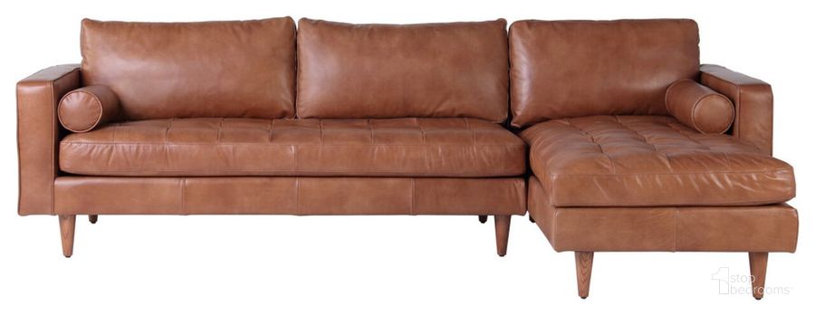 The appearance of Roma Leather Sectional Sofa In Cognac designed by Primitive Collections in the traditional interior design. This brown piece of furniture  was selected by 1StopBedrooms from  to add a touch of cosiness and style into your home. Sku: PCWM02260SECTCOG10. Material: Leather. Product Type: Sectional.
