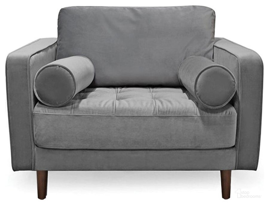 The appearance of Roma Velvet Chair In Gray designed by Primitive Collections in the traditional interior design. This gray piece of furniture  was selected by 1StopBedrooms from  to add a touch of cosiness and style into your home. Sku: PCWM02220CHGRAY10. Material: Fabric. Product Type: Sofa Chair.
