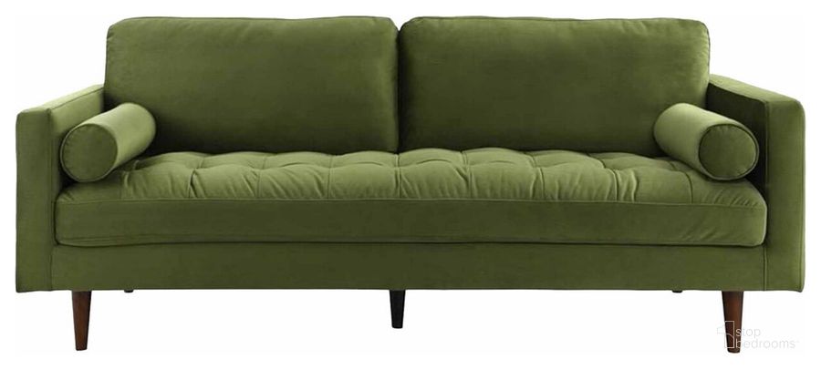 The appearance of Roma Velvet Fabric Sofa In Green designed by Primitive Collections in the transitional interior design. This green piece of furniture  was selected by 1StopBedrooms from  to add a touch of cosiness and style into your home. Sku: PCWM022SFGRN10. Material: Wood. Product Type: Sofa. Image1
