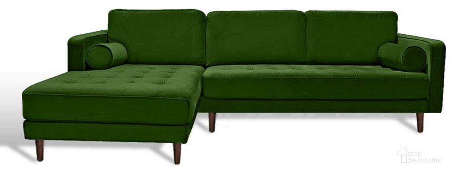 The appearance of Roma Velvet Sectional Sofa In Green designed by Primitive Collections in the traditional interior design. This green piece of furniture  was selected by 1StopBedrooms from  to add a touch of cosiness and style into your home. Sku: PCWM02260SECTGRN10. Material: Fabric. Product Type: Sectional.