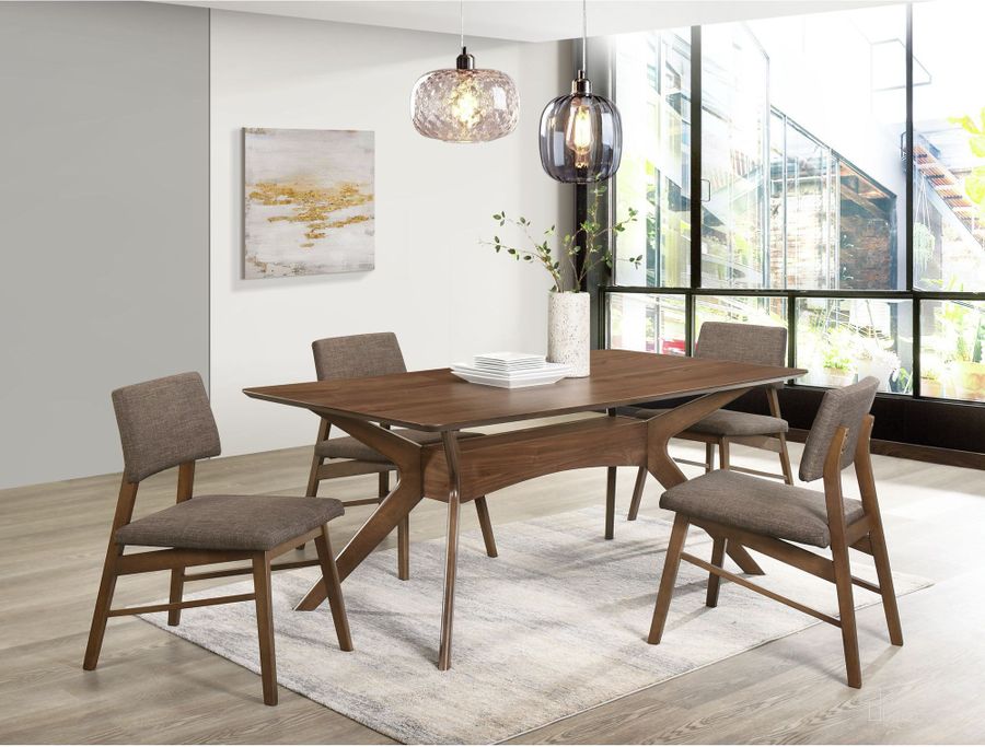 The appearance of Ronan Walnut Rectangle Dining Room Set designed by Picket House in the transitional interior design. This brown piece of furniture  was selected by 1StopBedrooms from Ronan Collection to add a touch of cosiness and style into your home. Sku: DRZ100DTT;DRZ100DTB;DRZ100AC. Product Type: Dining Room Set. Material: Rubberwood. Size: 71". Image1