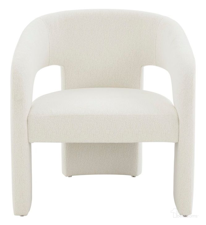 The appearance of Roseanna Modern Accent Chair In Ivory designed by Safavieh Couture in the modern / contemporary interior design. This ivory piece of furniture  was selected by 1StopBedrooms from Roseanna Collection to add a touch of cosiness and style into your home. Sku: SFV4780D. Material: Fabric. Product Type: Accent Chair. Image1