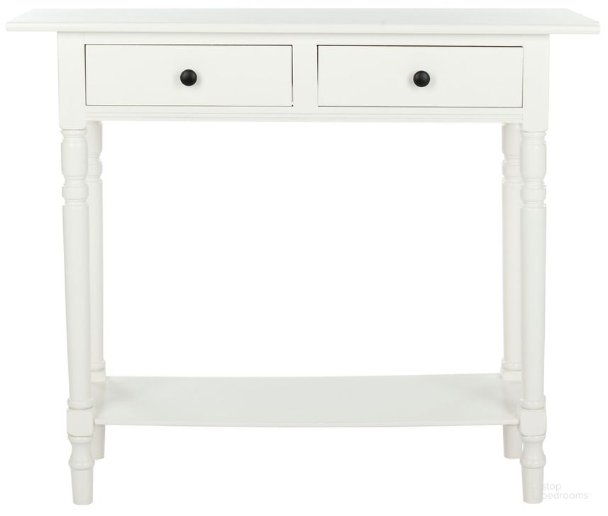 The appearance of Rosemary Distressed Cream 2-Drawer Console designed by Safavieh in the transitional interior design. This vintage distressed cream piece of furniture  was selected by 1StopBedrooms from Rosemary Collection to add a touch of cosiness and style into your home. Sku: AMH5705C. Material: Aluminum. Product Type: Console. Image1