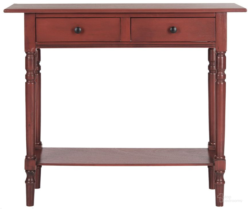 The appearance of Rosemary Red 2-Drawer Console designed by Safavieh in the transitional interior design. This red piece of furniture  was selected by 1StopBedrooms from Rosemary Collection to add a touch of cosiness and style into your home. Sku: AMH5705E. Material: Aluminum. Product Type: Console. Image1
