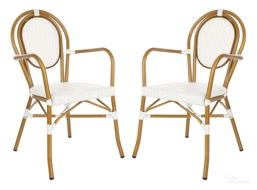 The appearance of Rosen White French Bistro Arm Chair Set of 2 designed by Safavieh in the modern / contemporary interior design. This white piece of furniture  was selected by 1StopBedrooms from Rosen Collection to add a touch of cosiness and style into your home. Sku: PAT4014D-SET2. Product Type: Arm Chair. Material: Aluminium. Image1
