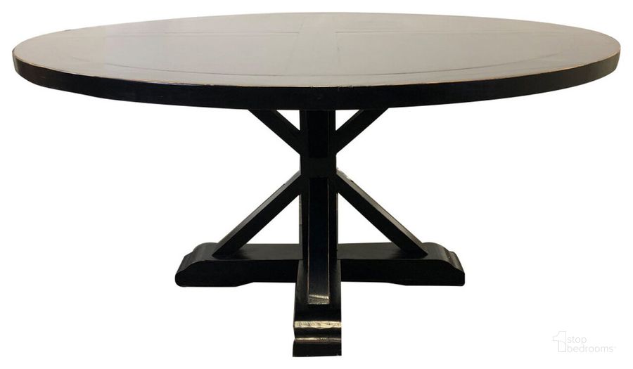 The appearance of Round Salvaged Dining Table In Antique Black designed by Primitive Collections in the modern / contemporary interior design. This black piece of furniture  was selected by 1StopBedrooms from  to add a touch of cosiness and style into your home. Sku: PCSATB10. Table Base Style: Legs. Table Top Shape: Round. Material: Wood. Product Type: Dining Table. Size: 59". Image1