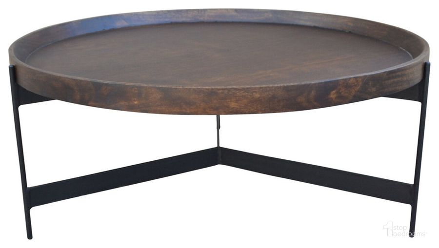 The appearance of Round Tray Top Coffee Table In Brown designed by Primitive Collections in the modern / contemporary interior design. This brown piece of furniture  was selected by 1StopBedrooms from  to add a touch of cosiness and style into your home. Sku: PC18020610. Material: Wood. Product Type: Coffee Table.