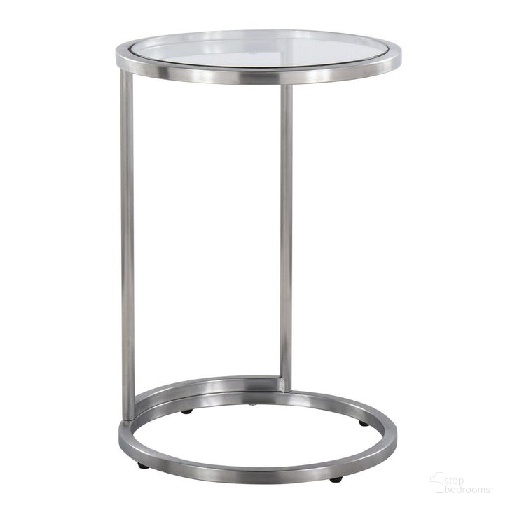 The appearance of Round Zenn End Table In Clear Glass designed by Lumisource in the modern / contemporary interior design. This clear glass piece of furniture  was selected by 1StopBedrooms from Zenn Collection to add a touch of cosiness and style into your home. Sku: TB-RNDZENN SSGL. Material: Metal. Product Type: End Table. Image1