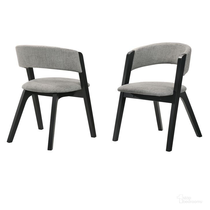 The appearance of Rowan Gray Upholstered Dining Chair Set of 2 In Black Finish designed by Armen Living in the transitional interior design. This gray piece of furniture  was selected by 1StopBedrooms from Rowan Collection to add a touch of cosiness and style into your home. Sku: LCRWSIGRBL. Product Type: Dining Chair. Material: Rubberwood. Image1
