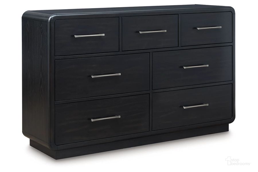 The appearance of Rowanbeck Dresser In Black designed by Signature Design by Ashley in the modern / contemporary interior design. This black piece of furniture  was selected by 1StopBedrooms from Rowanbeck Collection to add a touch of cosiness and style into your home. Sku: B821-31. Material: Wood. Product Type: Dresser. Image1