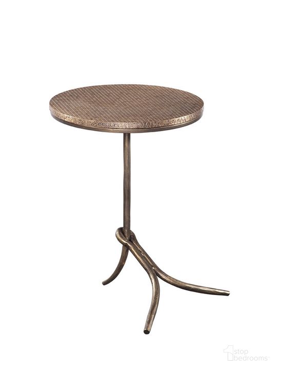 The appearance of Rowley Accent Table In Bronze designed by Bassett Mirror Company in the modern / contemporary interior design. This bronze piece of furniture  was selected by 1StopBedrooms from  to add a touch of cosiness and style into your home. Sku: 7525-LR-223. Material: Marble. Product Type: Accent Table.