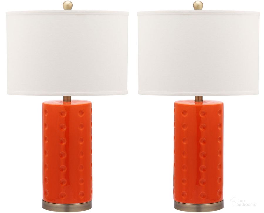 The appearance of Roxanne Orange Table Lamp Set of 2 designed by Safavieh in the modern / contemporary interior design. This orange piece of furniture  was selected by 1StopBedrooms from Roxanne Collection to add a touch of cosiness and style into your home. Sku: LIT4152D-SET2. Product Type: Table Lamp. Image1