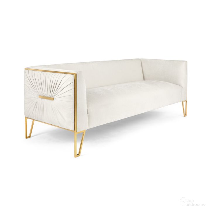 The appearance of Royal 3 Seat Sofa In Gold Ivory designed by Uptown Club in the modern / contemporary interior design. This gold ivory piece of furniture  was selected by 1StopBedrooms from Royal Collection to add a touch of cosiness and style into your home. Sku: GM9280. Material: Polyester. Product Type: Sofa. Image1