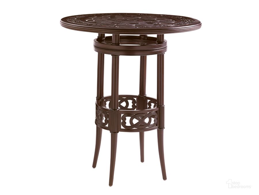 The appearance of Royal Kahala Black Sands Bistro Table designed by Tommy Bahama in the traditional interior design. This dark brown piece of furniture  was selected by 1StopBedrooms from Royal Kahala Black Sands Collection to add a touch of cosiness and style into your home. Sku: 01-3235-873C. Product Type: Outdoor Table. Image1