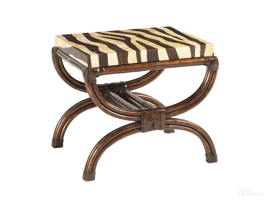 The appearance of Royal Kahala Dark Kona Striped Delight Accent Table designed by Tommy Bahama in the traditional interior design. This brown piece of furniture  was selected by 1StopBedrooms from Royal Kahala Collection to add a touch of cosiness and style into your home. Sku: 01-0538-958. Material: Wood. Product Type: Accent Table. Image1