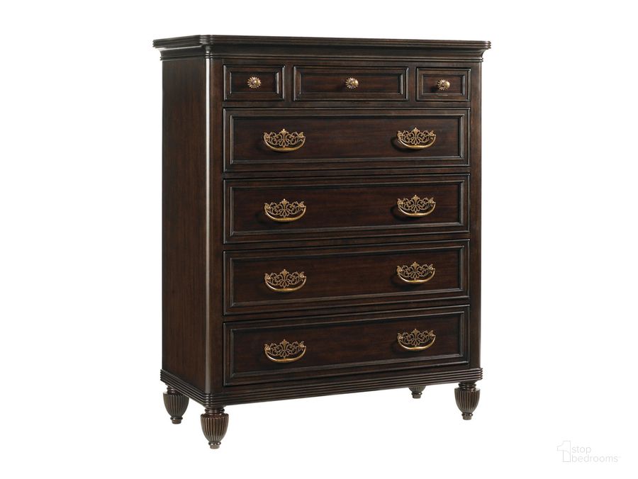 The appearance of Royal Kahala Mauna Chest designed by Tommy Bahama in the traditional interior design. This brown piece of furniture  was selected by 1StopBedrooms from Royal Kahala Collection to add a touch of cosiness and style into your home. Sku: 01-0537-307. Material: Wood. Product Type: Chest. Image1