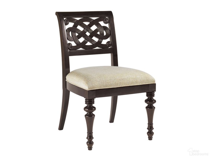 The appearance of Royal Kahala Molokai Side Chair designed by Tommy Bahama in the traditional interior design. This kona piece of furniture  was selected by 1StopBedrooms from Royal Kahala Collection to add a touch of cosiness and style into your home. Sku: 01-0537-882-41. Product Type: Side Chair. Image1