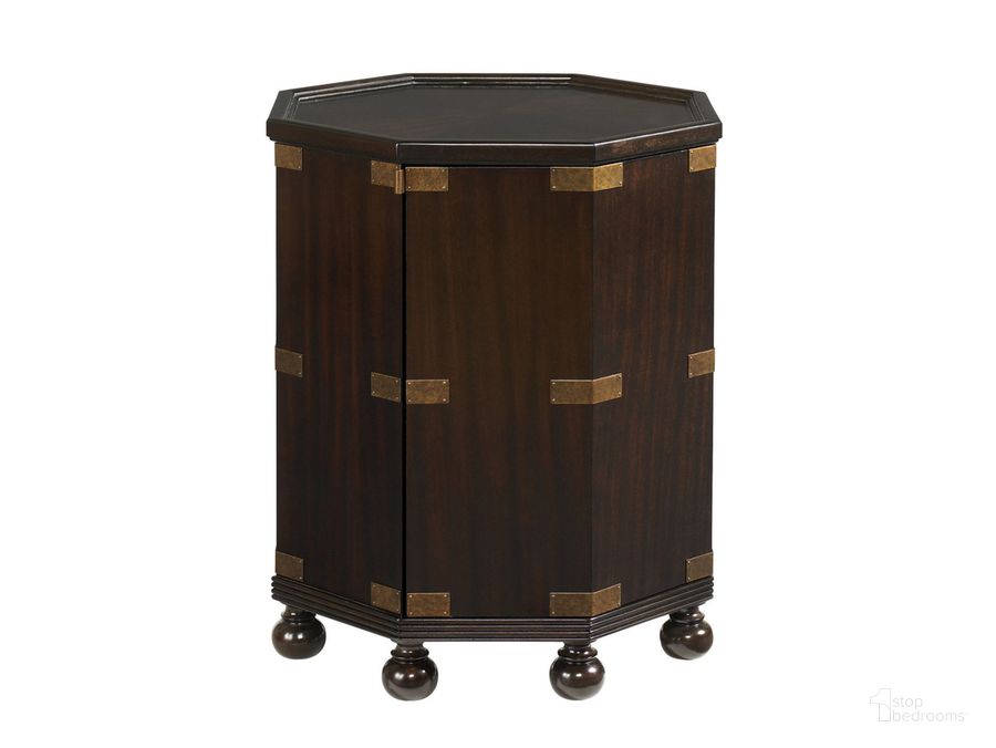 The appearance of Royal Kahala Pacific Campaign Accent Table designed by Tommy Bahama in the traditional interior design. This brown piece of furniture  was selected by 1StopBedrooms from Royal Kahala Collection to add a touch of cosiness and style into your home. Sku: 01-0537-952. Material: Wood. Product Type: Accent Table. Image1