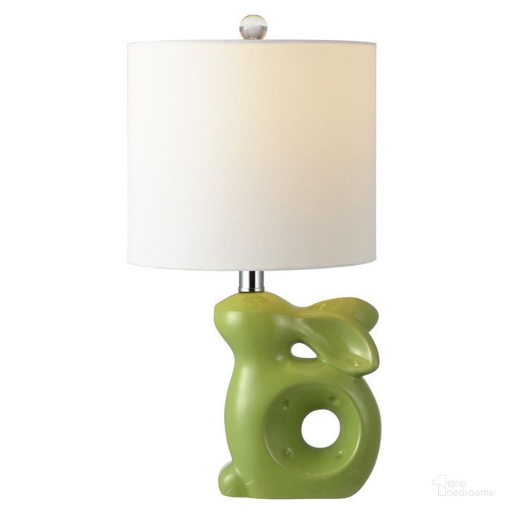 The appearance of Ruby Rabbit Lamp in Green designed by Safavieh in the traditional interior design. This green piece of furniture  was selected by 1StopBedrooms from Ruby Collection to add a touch of cosiness and style into your home. Sku: KID4246E. Material: Ceramic. Product Type: Table Lamp. Image1