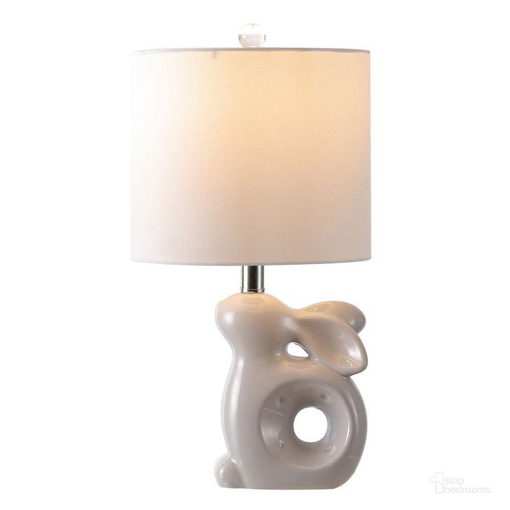 The appearance of Ruby Rabbit Lamp in Grey designed by Safavieh in the traditional interior design. This grey piece of furniture  was selected by 1StopBedrooms from Ruby Collection to add a touch of cosiness and style into your home. Sku: KID4246G. Material: Ceramic. Product Type: Table Lamp. Image1