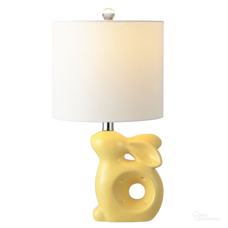 The appearance of Ruby Rabbit Lamp in Yellow designed by Safavieh in the traditional interior design. This yellow piece of furniture  was selected by 1StopBedrooms from Ruby Collection to add a touch of cosiness and style into your home. Sku: KID4246F. Material: Ceramic. Product Type: Table Lamp. Image1