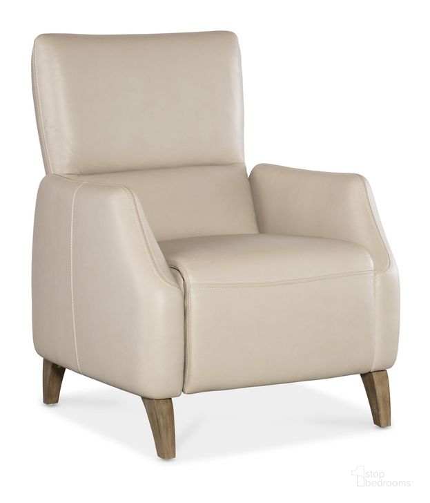 The appearance of Rumero Press Back Recliner In Beige designed by Hooker in the modern / contemporary interior design. This beige piece of furniture  was selected by 1StopBedrooms from RC Collection to add a touch of cosiness and style into your home. Sku: RC107-PB-083. Material: Leather. Product Type: Recliner. Image1