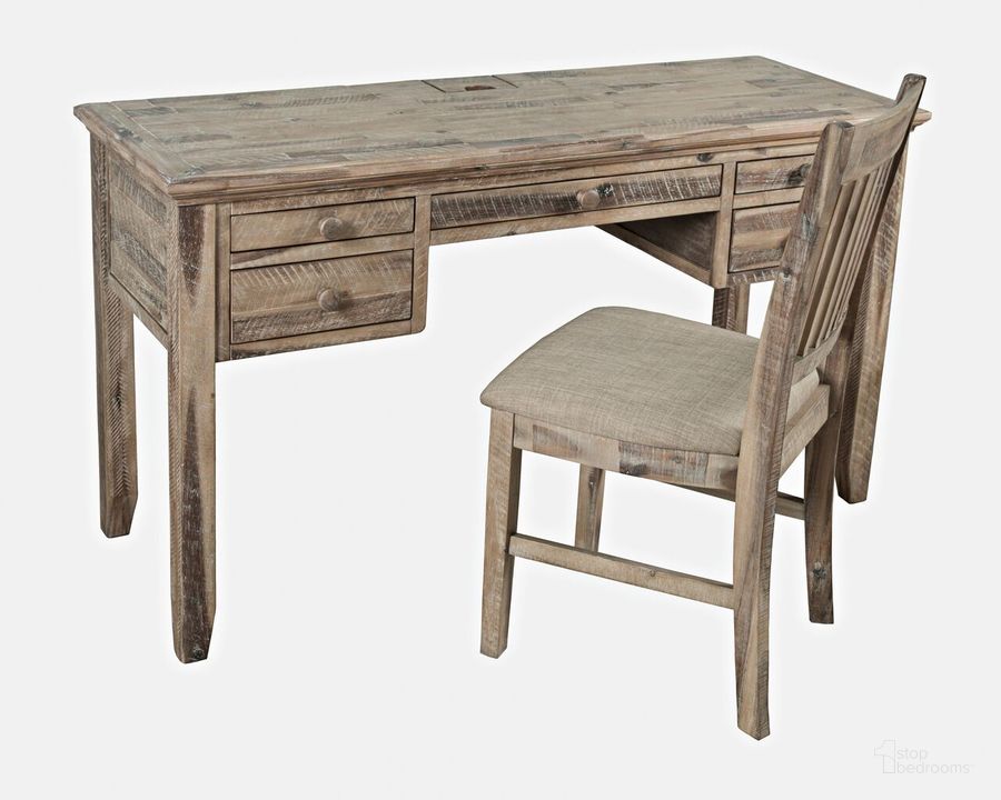 The appearance of Shores USB Charging Desk and Chair Set In Grey Wash designed by Jofran in the country / farmhouse interior design. This washed grey piece of furniture  was selected by 1StopBedrooms from Rustic Shores Collection to add a touch of cosiness and style into your home. Sku: 2125-5620370KDKT. Material: Wood. Product Type: Home Office Set. Image1
