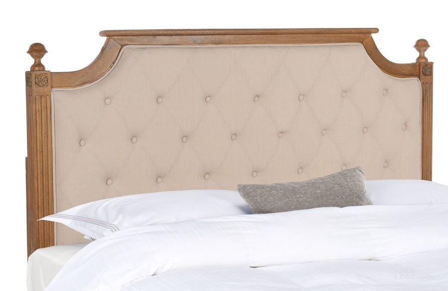 The appearance of Rustic Wood Beige Tufted Linen Full Headboard designed by Safavieh in the modern / contemporary interior design. This beige piece of furniture  was selected by 1StopBedrooms from Rustic Collection to add a touch of cosiness and style into your home. Sku: FOX6241A-F. Material: Metal. Product Type: Headboard. Bed Size: Full. Image1
