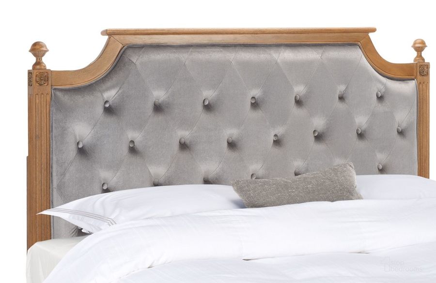 The appearance of Rustic Wood Grey Tufted Velvet Full Headboard designed by Safavieh in the rustic / southwestern interior design. This grey piece of furniture  was selected by 1StopBedrooms from Rustic Collection to add a touch of cosiness and style into your home. Sku: FOX6241C-F. Material: Metal. Product Type: Headboard. Bed Size: Full. Image1