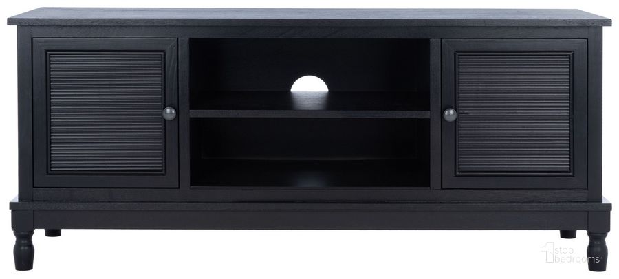The appearance of Ryder 2 Door 1 Shelf Media Stand in Black designed by Safavieh in the modern / contemporary interior design. This black piece of furniture  was selected by 1StopBedrooms from Ryder Collection to add a touch of cosiness and style into your home. Sku: MED5707B. Material: Wood. Product Type: Media Unit. Image1
