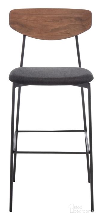 The appearance of Ryker Barstool in Walnut and Black designed by Safavieh in the modern / contemporary interior design. This walnut and black piece of furniture  was selected by 1StopBedrooms from Ryker Collection to add a touch of cosiness and style into your home. Sku: BST3008A. Material: Metal. Product Type: Barstool. Image1