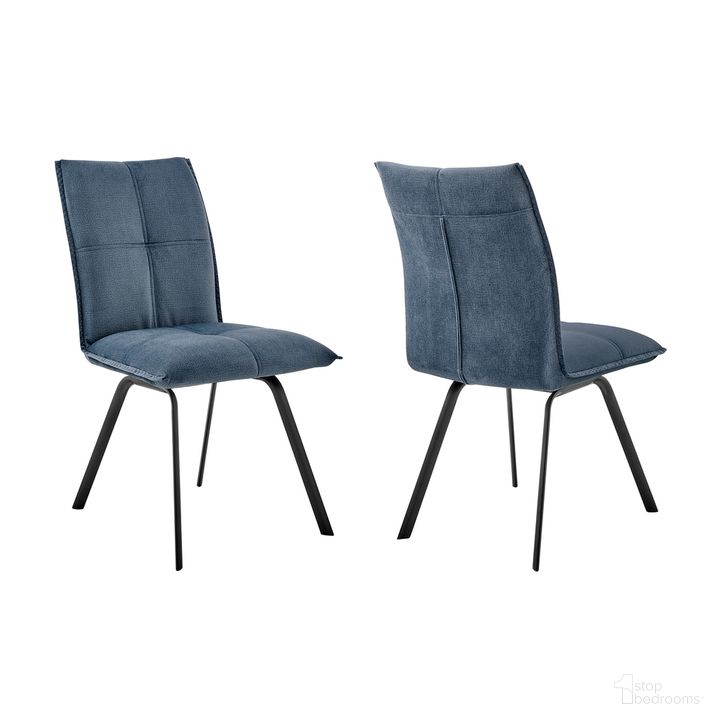 The appearance of Rylee Dining Room Accent Chair Set of 2 In Blue Fabric and Black Finish designed by Armen Living in the modern / contemporary interior design. This blue piece of furniture  was selected by 1StopBedrooms from Rylee Collection to add a touch of cosiness and style into your home. Sku: LCRYSIBLU. Material: Fabric. Product Type: Dining Chair. Image1