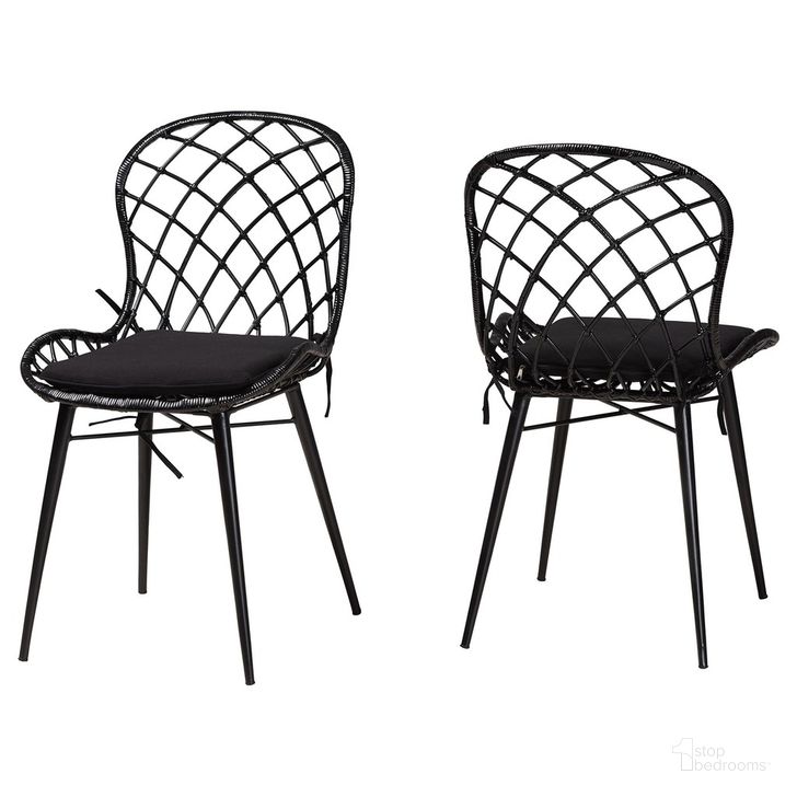 The appearance of Sabelle Rattan and Metal Dining Chair Set of 2 In Black designed by Baxton Studio in the bohemian interior design. This black piece of furniture  was selected by 1StopBedrooms from Sabelle Collection to add a touch of cosiness and style into your home. Sku: Santa1-Black Rattan-DC. Material: Metal. Product Type: Dining Chair. Image1