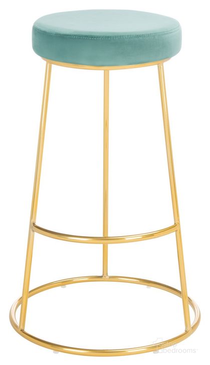 The appearance of Sabina Round Bar Stool in Gold designed by Safavieh in the modern / contemporary interior design. This light green piece of furniture  was selected by 1StopBedrooms from Sabina Collection to add a touch of cosiness and style into your home. Sku: BST7506C. Material: Steel. Product Type: Barstool. Image1