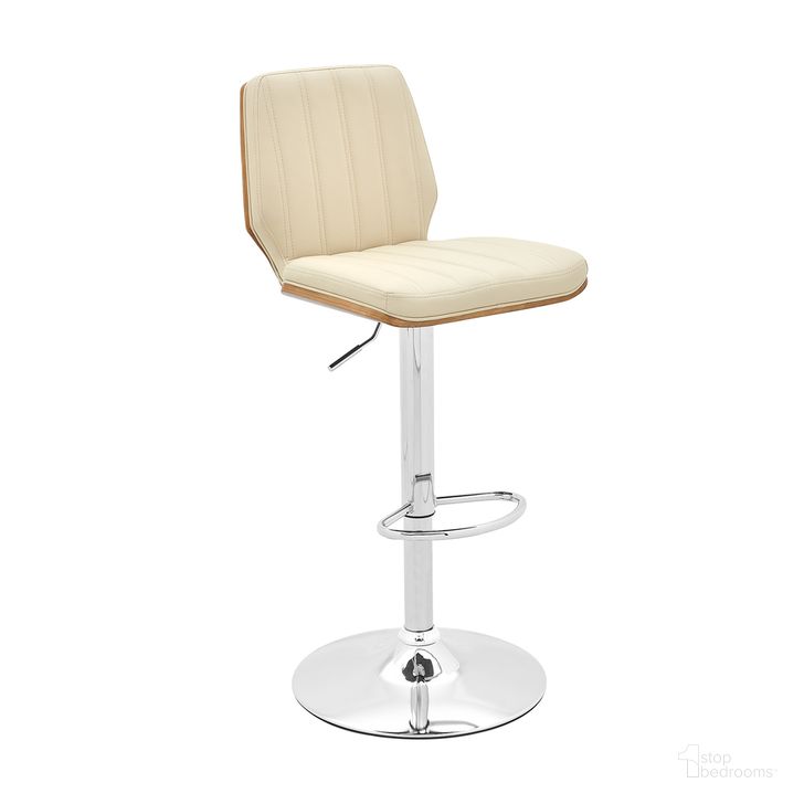 The appearance of Sabine Adjustable Swivel Cream Faux Leather with Walnut Back and Chrome Bar Stool designed by Armen Living in the modern / contemporary interior design. This cream piece of furniture  was selected by 1StopBedrooms from Sabine Collection to add a touch of cosiness and style into your home. Sku: LCSBBAWACR. Material: Wood. Product Type: Barstool. Image1
