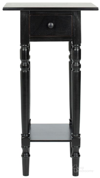The appearance of Sabrina Distressed Black End Table with Storage Drawer designed by Safavieh in the country / farmhouse interior design. This distressed black piece of furniture  was selected by 1StopBedrooms from Sabrina Collection to add a touch of cosiness and style into your home. Sku: AMH5704B. Material: Aluminum. Product Type: Accent Table. Image1