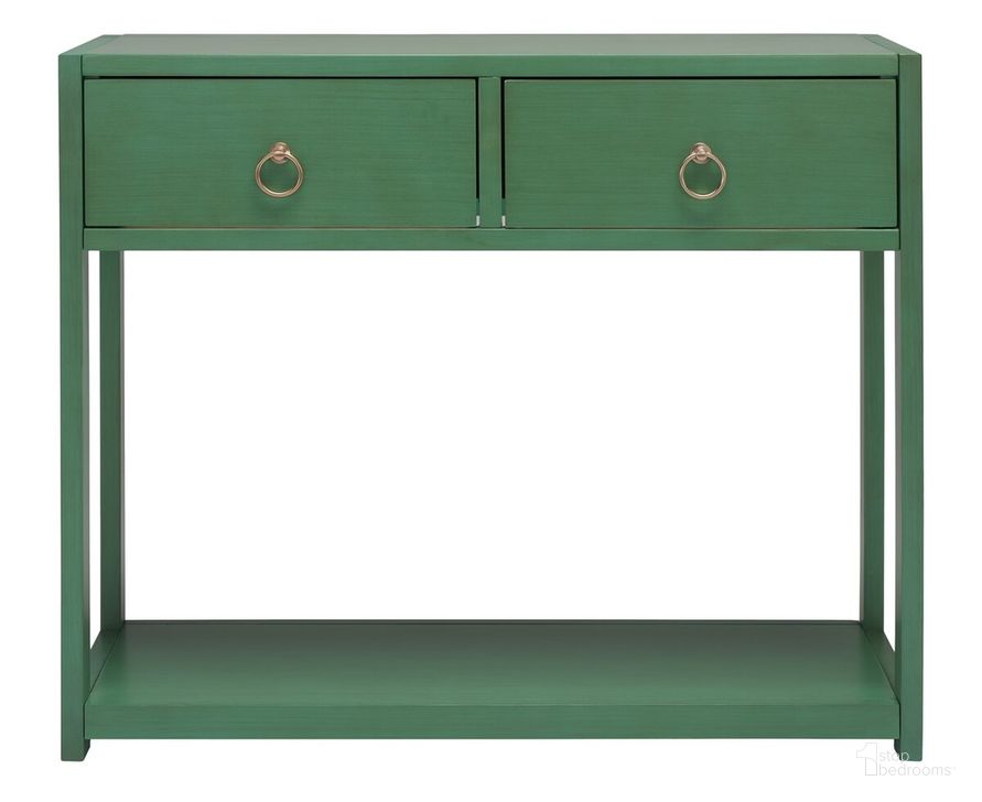 The appearance of Sadie Console Table in Turquoise designed by Safavieh in the modern / contemporary interior design. This turquoise piece of furniture  was selected by 1StopBedrooms from Sadie Collection to add a touch of cosiness and style into your home. Sku: CNS9200C. Product Type: Console Table. Material: Iron. Image1