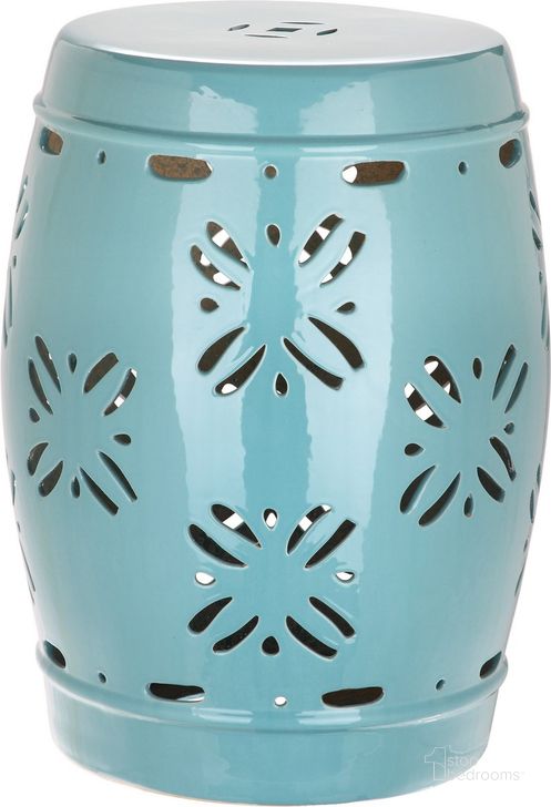 The appearance of Sakura Aqua Garden Stool designed by Safavieh in the transitional interior design. This light blue piece of furniture  was selected by 1StopBedrooms from Sakura Collection to add a touch of cosiness and style into your home. Sku: ACS4543C. Product Type: Stool. Image1