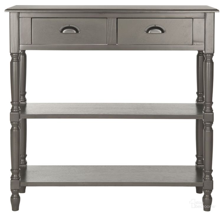 The appearance of Salem Grey Console Table with Storage designed by Safavieh in the country / farmhouse interior design. This grey piece of furniture  was selected by 1StopBedrooms from Salem Collection to add a touch of cosiness and style into your home. Sku: AMH5732A. Material: Aluminum. Product Type: Console. Image1