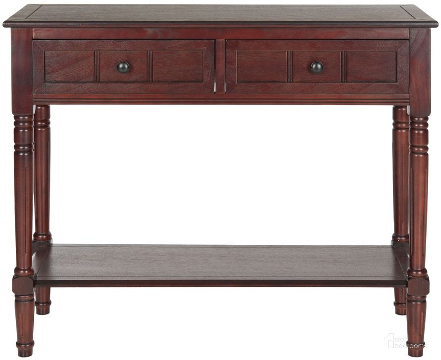 The appearance of Samantha Dark Cherry 2-Drawer Console designed by Safavieh in the country / farmhouse interior design. This dark cherry piece of furniture  was selected by 1StopBedrooms from Samantha Collection to add a touch of cosiness and style into your home. Sku: AMH5710D. Material: Aluminum. Product Type: Console. Image1