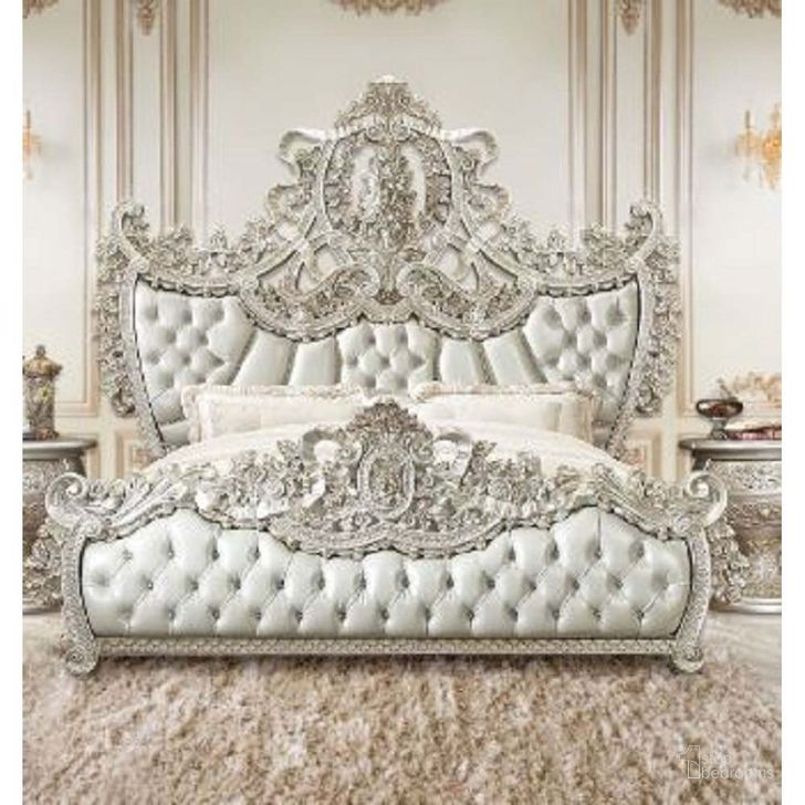 The appearance of Sandoval King Bed In Beige Pu And Champagne designed by ACME in the transitional interior design. This champagne piece of furniture  was selected by 1StopBedrooms from Sandoval Collection to add a touch of cosiness and style into your home. Sku: BD01487EK1;BD01487EK2;BD01487EK3. Bed Type: Panel Bed. Product Type: Panel Bed. Bed Size: King. Image1