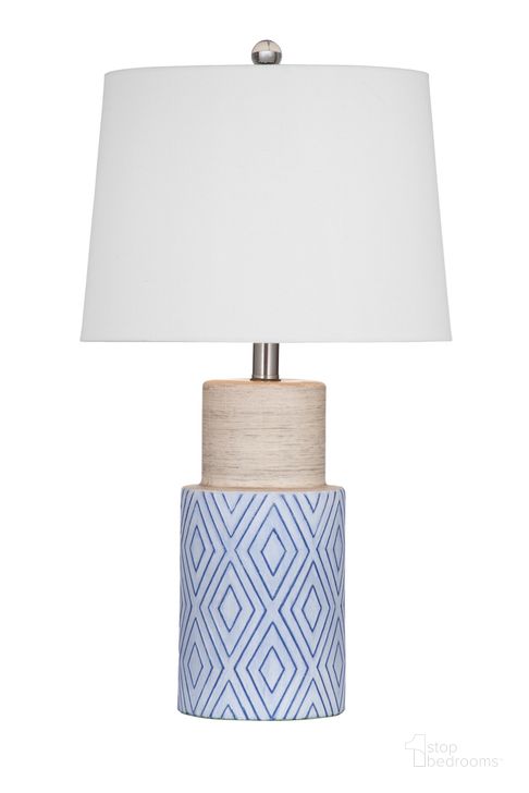 The appearance of Sands Table Lamp In Blue and White and Cream designed by Bassett Mirror Company in the traditional interior design. This blue and white piece of furniture  was selected by 1StopBedrooms from  to add a touch of cosiness and style into your home. Sku: L4367T. Material: Ceramic. Product Type: Table Lamp. Image1
